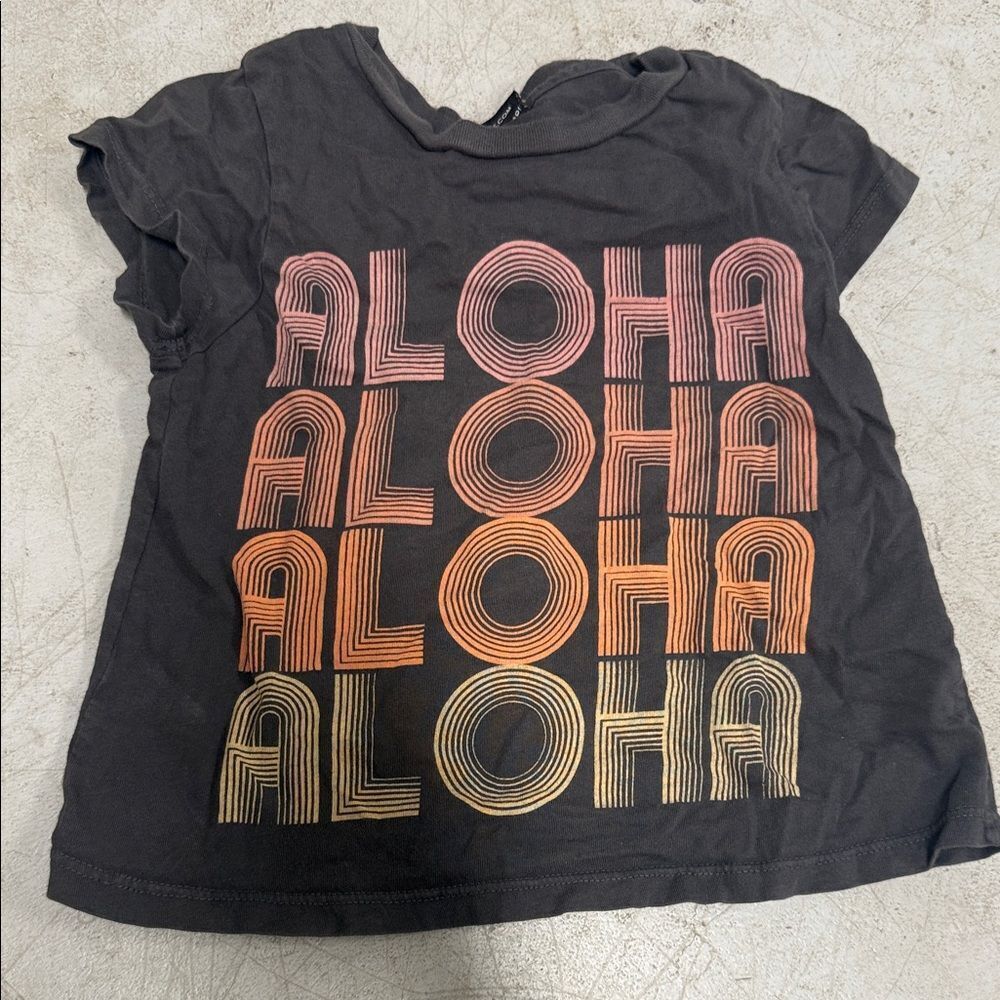 Gray T-Shirt with Aloha Graphic Logo - Short Sleeve T - TINY WHALES - 2T
